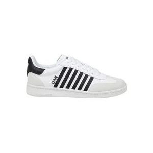 Dsquared2 Wit/zwarte leren sneakers Aw24 , White , Heren , Maat: 45 EU