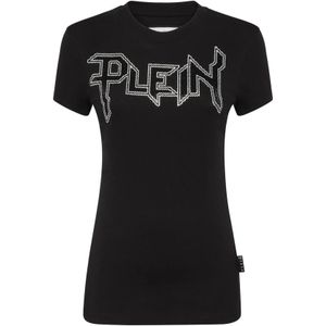 Philipp Plein, Dames, Tops, Zwart, Maat: S Katoen,