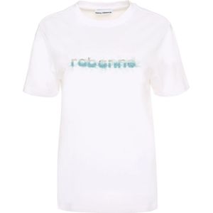 Rabanne, Dames, Tops, Wit, Maat: S Katoen,