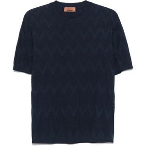 Missoni, Heren, Tops, Blauw, Maat: S