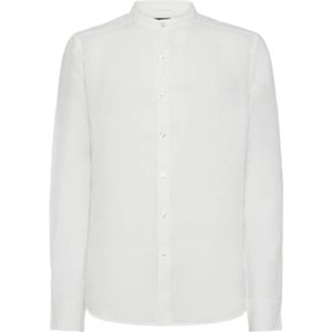 Peuterey Witte Mandarin Kraag Shirt , White , Heren , Maat: XL