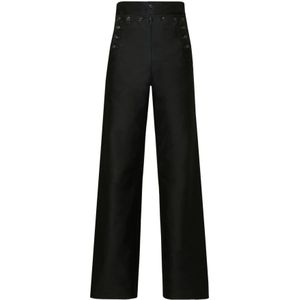 Maison Margiela, Dames, Broeken, Zwart, Maat: S Satijn,