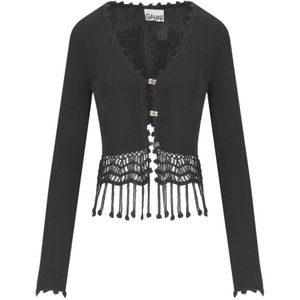 Ganni, Dames, Truien, Zwart, Maat: XS Viscose,