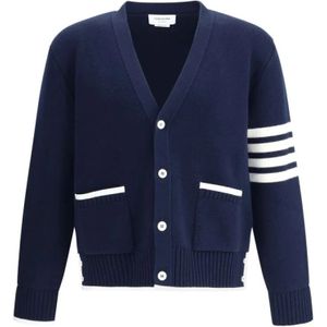 Thom Browne, Heren, Truien, Blauw, Maat: 2XL Wol,