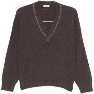 Brunello Cucinelli, Dames, Truien, Bruin, Maat: S