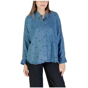 Only, Dames, Blouses & Shirts, Blauw, Maat: M