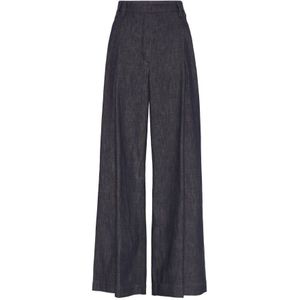 Brunello Cucinelli, Dames, Broeken, Blauw, Maat: 3XS Zijde,