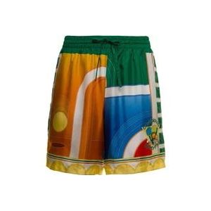 Casablanca Casual Bermuda Shorts met Multikleurig Geometrisch Patroon , Green , Heren , Maat: L