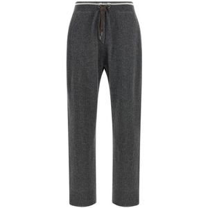 Brunello Cucinelli, Dames, Broeken, Grijs, Maat: XS Zijde,