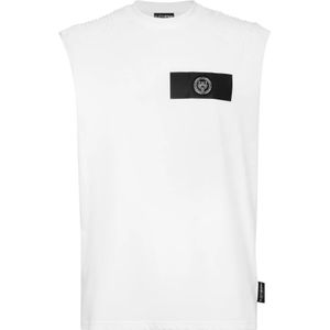 Plein Sport, Heren, Tops, Wit, Maat: S Katoen,