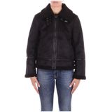 Regular fit jack in leerlook met imitatiebont