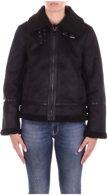 Regular fit jack in leerlook met imitatiebont