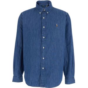 Polo Ralph Lauren, Heren, Overhemden, Blauw, Maat: S Katoen,