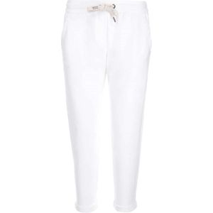 Brunello Cucinelli, Dames, Broeken, Wit, Maat: XL Leer,