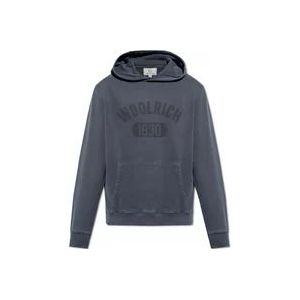 Woolrich Hoodie met logo , Blue , Heren , Maat: L