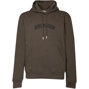 Ami Paris, Heren, Sweatshirts & Hoodies, Bruin, Maat: L Katoen,
