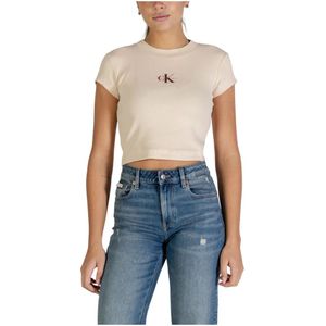 Calvin Klein Jeans, Dames, Tops, Beige, Maat: XS Katoen,