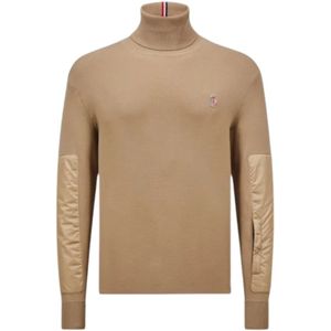 Moncler, Heren, Truien, Bruin, Maat: M Wol,