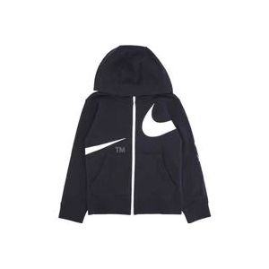 Nike Fleece Full Zip Hoodie Zwart/Wit , Black , Heren , Maat: S