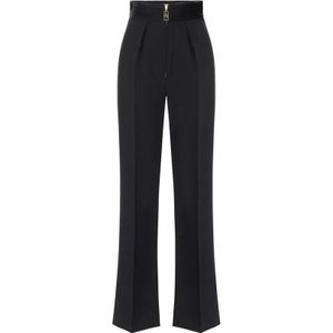 Elisabetta Franchi, Dames, Broeken, Zwart, Maat: L Satijn,