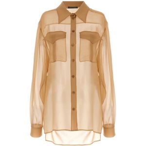 Alberta Ferretti, Dames, Blouses & Shirts, Beige, Maat: M Zijde,