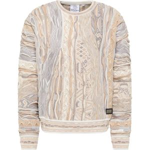 Carlo Colucci - Gebreide Trui - Beige - Heren - Opvallend Patroon