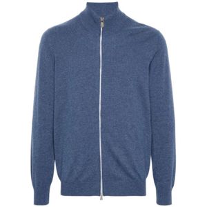 Brunello Cucinelli, Heren, Truien, Blauw, Maat: 3XL Kasjmier,