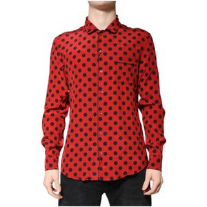 Dolce & Gabbana, Heren, Overhemden, Rood, Maat: M Zijde,