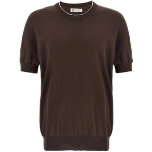 Brunello Cucinelli, Heren, Sweatshirts & Hoodies, Bruin, Maat: XL Katoen,