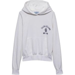 Prada, Dames, Sweatshirts & Hoodies, Wit, Maat: S Katoen,