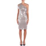 Lauren Ralph Lauren - Cocktailjurk - Zilver - Knielengte - Slanke Pasvorm