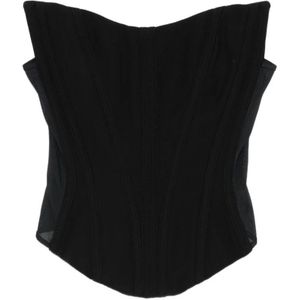 Mugler, Dames, Tops, Zwart, Maat: M