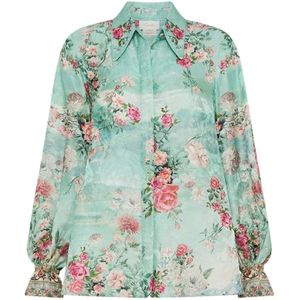 Camilla, Dames, Blouses & Shirts, Blauw, Maat: M Zijde,