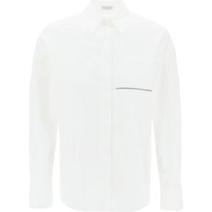 Brunello Cucinelli, Dames, Blouses & Shirts, Wit, Maat: M Katoen,