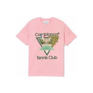 Casablanca Bedrukt Logo Katoenen T-Shirt - Rozen , Pink , Heren , Maat: 2XL