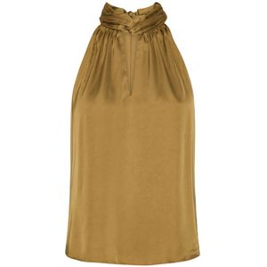 Karmamia, Dames, Tops, Geel, Maat: S/M Satijn,