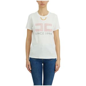 Elisabetta Franchi, Dames, Tops, Wit, Maat: S Katoen,