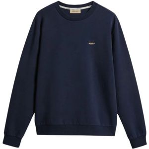 Woolrich, Heren, Sweatshirts & Hoodies, Blauw, Maat: 2XL Katoen,