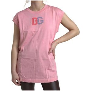 Dolce & Gabbana, Dames, Tops, Roze, Maat: 3XS Katoen,