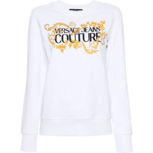 Versace Jeans Couture, Dames, Sweatshirts & Hoodies, Wit, Maat: XS Katoen,