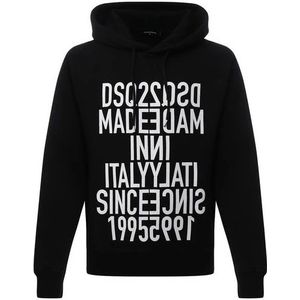 Dsquared2, Heren, Sweatshirts & Hoodies, Zwart, Maat: 2XL Katoen,