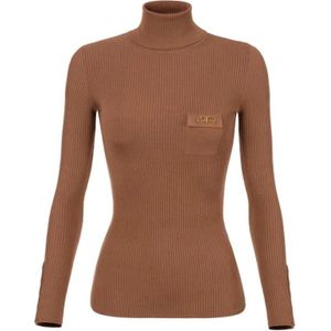 Elisabetta Franchi, Dames, Truien, Bruin, Maat: XS Zijde,