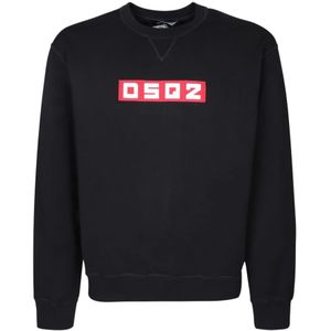 Dsquared2, Heren, Sweatshirts & Hoodies, Zwart, Maat: S Katoen,