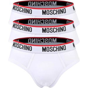 Moschino - Witte Stretch Katoenen Logo Tailleband Slipjes - Ondergoed - Heren