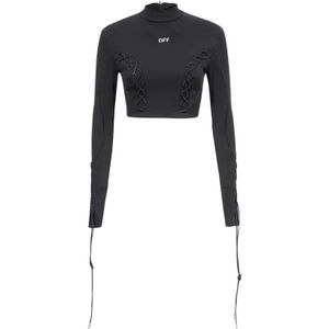 Off White, Dames, Tops, Zwart, Maat: XS Polyamide,