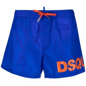 Dsquared2 - Badmode - Blauw - Heren - Trendy Blauwe en Oranje Zwemshorts