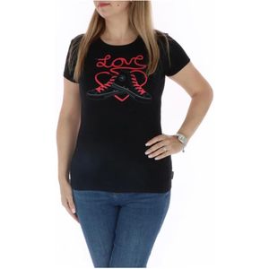 Converse, Dames, Tops, Zwart, Maat: XS Katoen,