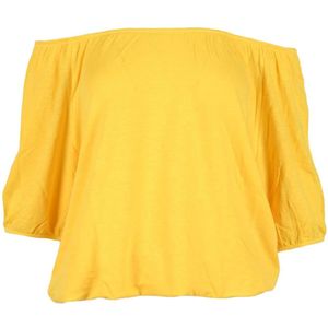 Scaglione, Dames, Blouses & Shirts, Geel, Maat: S Linnen,