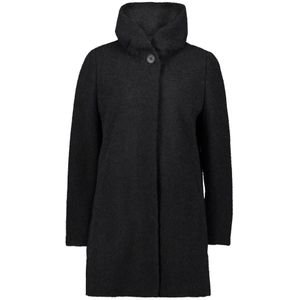 Gil Bret - Bouclé Wollen Jas - Zwart - Dames - Met Opstaande Kraag