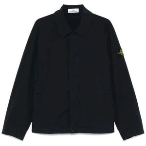 Stone Island, Heren, Jassen, Blauw, Maat: M Katoen,